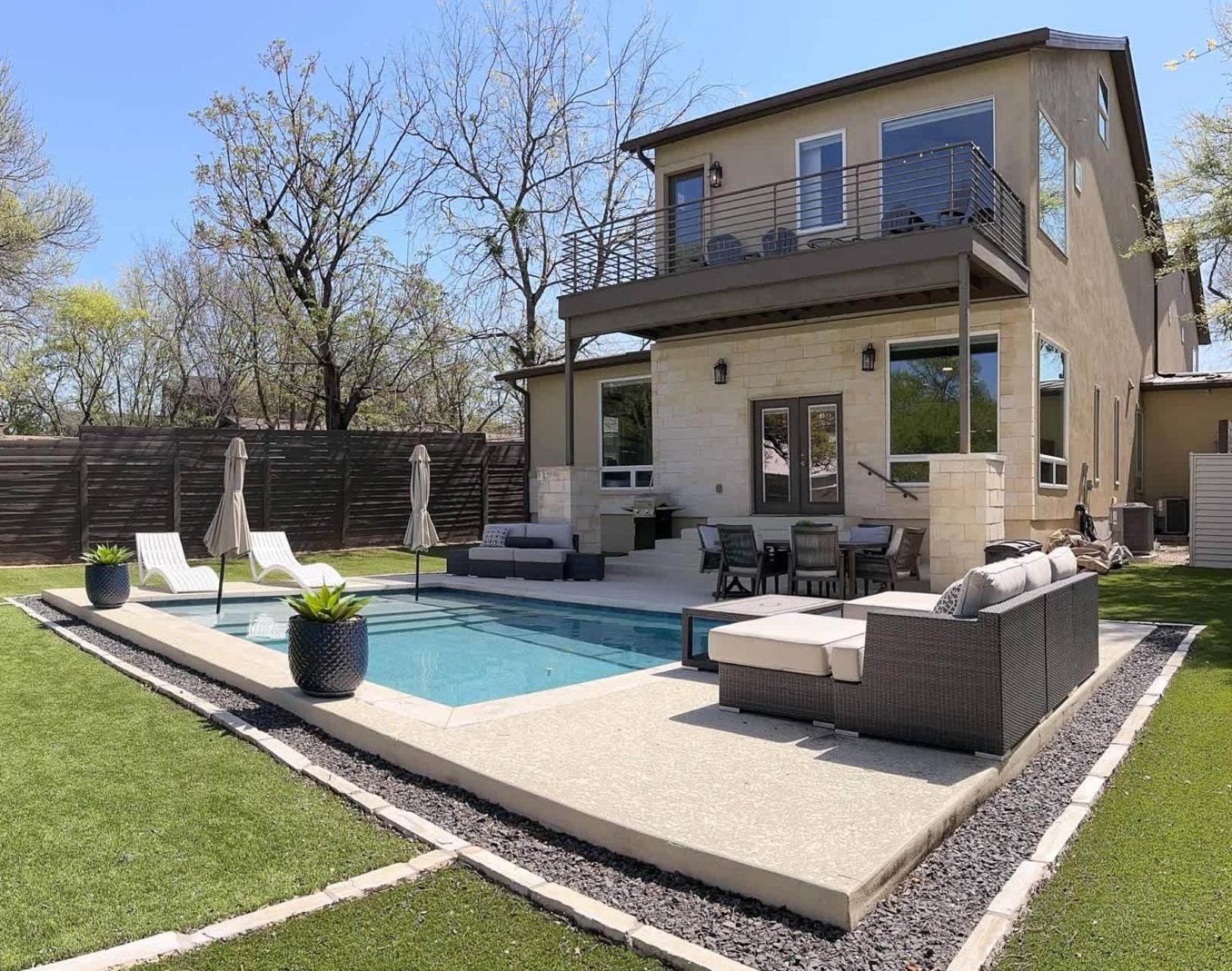 Newly Built Poolside Home W Balcony Bbq Остин Экстерьер фото